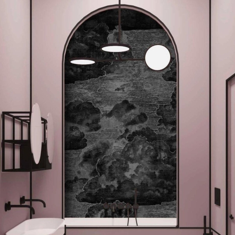 Elegante Tapete in Grau und Schwarz für das Wohnzimmer Nuvole Vintage Aktion