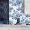 Vintage Tapete mit Waldmotiv in Weiß und Blau Toile de Jouy Blu Verkauf