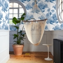 Vintage Tapete mit Waldmotiv in Weiß und Blau Toile de Jouy Blu Sales