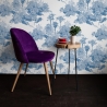 Vintage Tapete mit Waldmotiv in Weiß und Blau Toile de Jouy Blu Lagerbestand