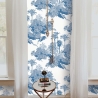 Vintage Tapete mit Waldmotiv in Weiß und Blau Toile de Jouy Blu Auswahl