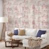 Vintage-Tapete mit rosa Landschaftsmotiven für Wohnzimmer Toile de Jouy Rosa Aktion