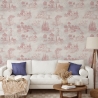 Vintage-Tapete mit rosa Landschaftsmotiven für Wohnzimmer Toile de Jouy Rosa Angebot