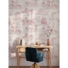 Vintage-Tapete mit rosa Landschaftsmotiven für Wohnzimmer Toile de Jouy Rosa Sales