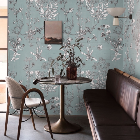 Elegante Tapete mit Blättermotiv Schlafzimmer Florale Illustrationen Aktion