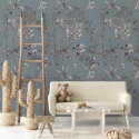 Elegante Tapete mit Blättermotiv Schlafzimmer Florale Illustrationen Verkauf