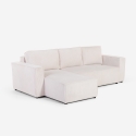 Ecksofa mit Halbinsel und ausziehbarem Bett in Rippenstoff Leka Verkauf