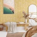 Vintage Gelbe Geometrische Selbstklebende Tapete für Wohnzimmer Aktion