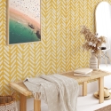 Vintage Gelbe Geometrische Selbstklebende Tapete für Wohnzimmer Verkauf