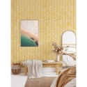 Vintage Gelbe Geometrische Selbstklebende Tapete für Wohnzimmer Katalog