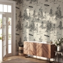 Tapete Vintage-Wald Schwarz-Weiß Toile de Jouy Ufo Nero Verkauf