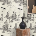 Tapete Vintage-Wald Schwarz-Weiß Toile de Jouy Ufo Nero Angebot