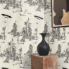 Tapete Vintage-Wald Schwarz-Weiß Toile de Jouy Ufo Nero Angebot