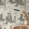 Tapete Vintage-Wald Schwarz-Weiß Toile de Jouy Ufo Nero Sales
