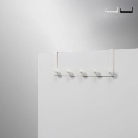 Platzsparender Türgarderobe aus Metall mit 5 Haken Swift Aktion