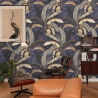 Botanische Tapete mit Pflanzen - Dschungel-Natur in Blau Hintergrund Verkauf