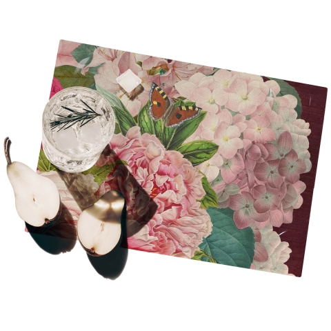 Set aus 2 waschbaren Kunststoff-Tischsets im Blumenstil Velvet Aktion