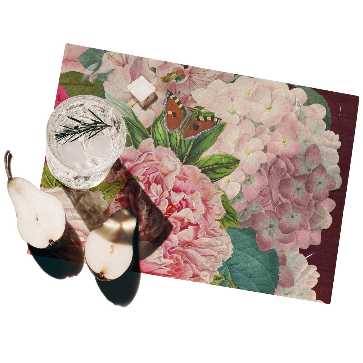 Set aus 2 waschbaren Kunststoff-Tischsets im Blumenstil Velvet Aktion Set aus 2 waschbaren Kunststoff-Tischsets im Blumenstil Velvet Aktion