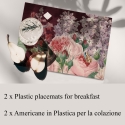 Set aus 2 waschbaren Kunststoff-Tischsets im Blumenstil Velvet Verkauf