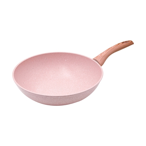 Wokpfanne 28 cm antihaftbeschichtet Granit-Effekt rosa Bisetti Stonerose Aktion