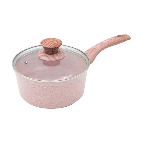 Casseruola 18cm aus Aluminium mit rosa Granitdeckel Bisetti Stonerose Aktion