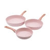 3-teiliges Pfannenset aus antihaftbeschichtetem Aluminium in Rosa Granitoptik Stonerose Aktion