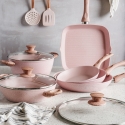 13-teiliges antihaftbeschichtetes Topf- und Pfannenset in Rosa Granit Stonerose Angebot