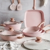 13-teiliges antihaftbeschichtetes Topf- und Pfannenset in Rosa Granit Stonerose Angebot