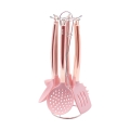 Set 6 Küchenutensilien aus rosa Metall und Silikon Bisetti Stonerose Aktion