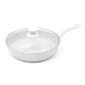 Antihaft-Pfanne 28cm mit Deckel und weißem Holzgriff Stonewhite Aktion