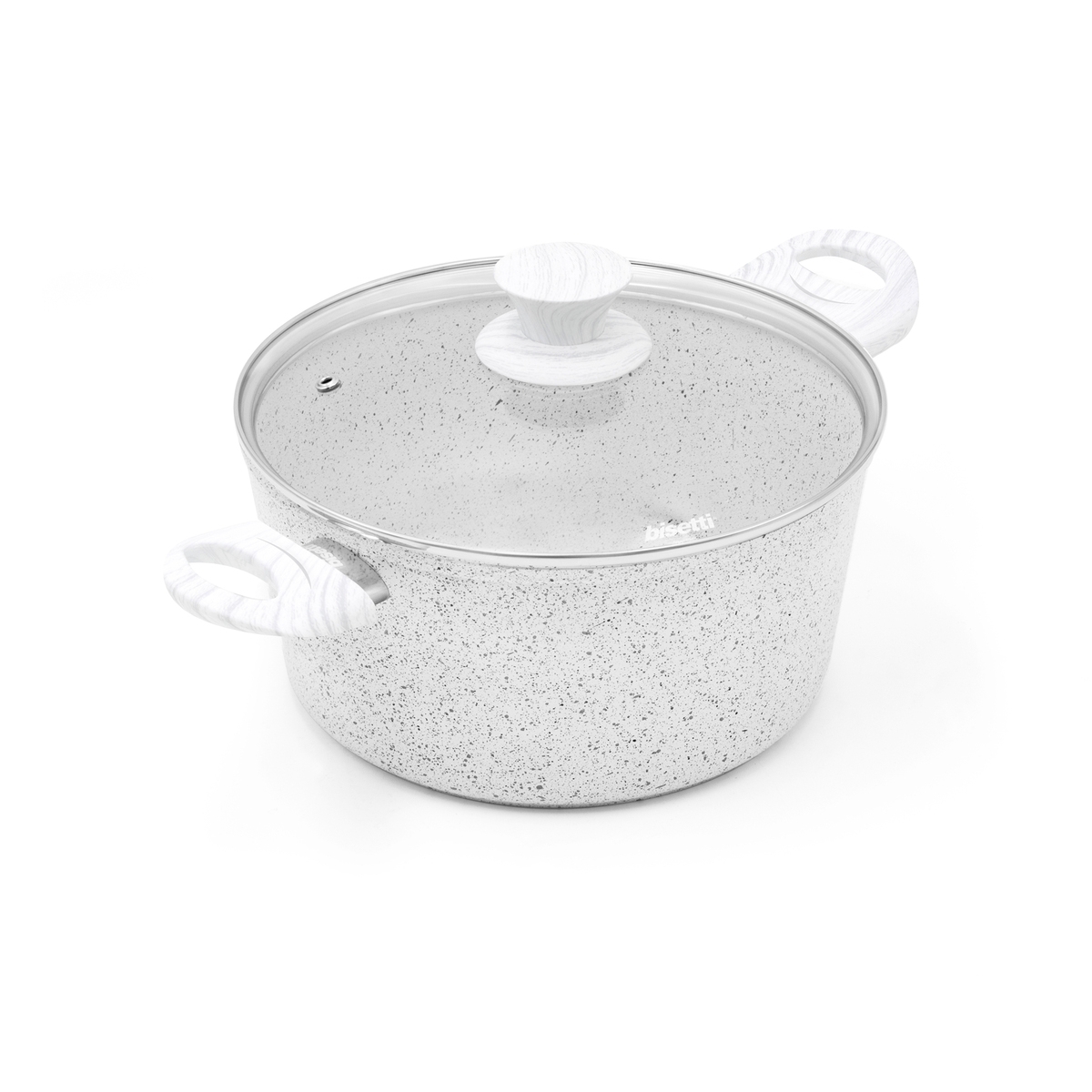 Antihaft-Kasserolle 24cm mit weißem Holzgriff Bisetti Stonewhite Aktion