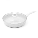 Set aus 3 antihaftbeschichteten Aluminiumpfannen mit Deckeln Bisetti Stonewhite Verkauf