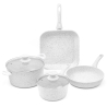 6-tlg. Pfannenset mit Grillpfanne aus antihaftbeschichtetem Aluminium, Stonewhite Aktion