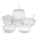 Set 10-teilig Kochgeschirr Aluminium Antihaft Bisetti Stonewhite Aktion