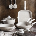 Set 10-teilig Kochgeschirr Aluminium Antihaft Bisetti Stonewhite Verkauf