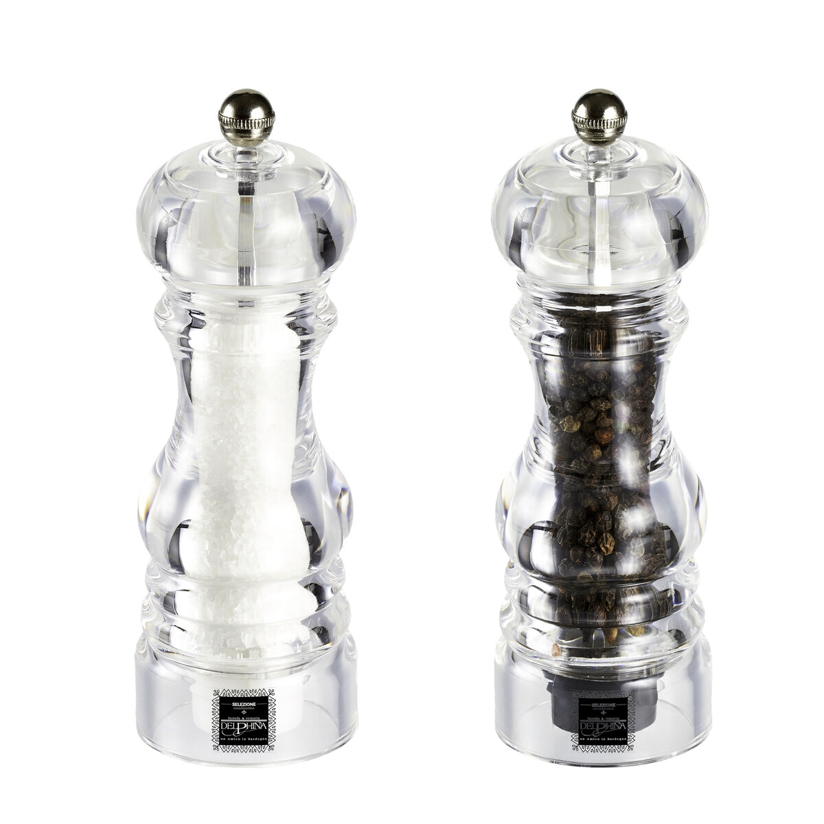 Bisetti Salz- und Pfeffermühlen-Set, manuell, transparent, Tisch, 17,5 cm Aktion