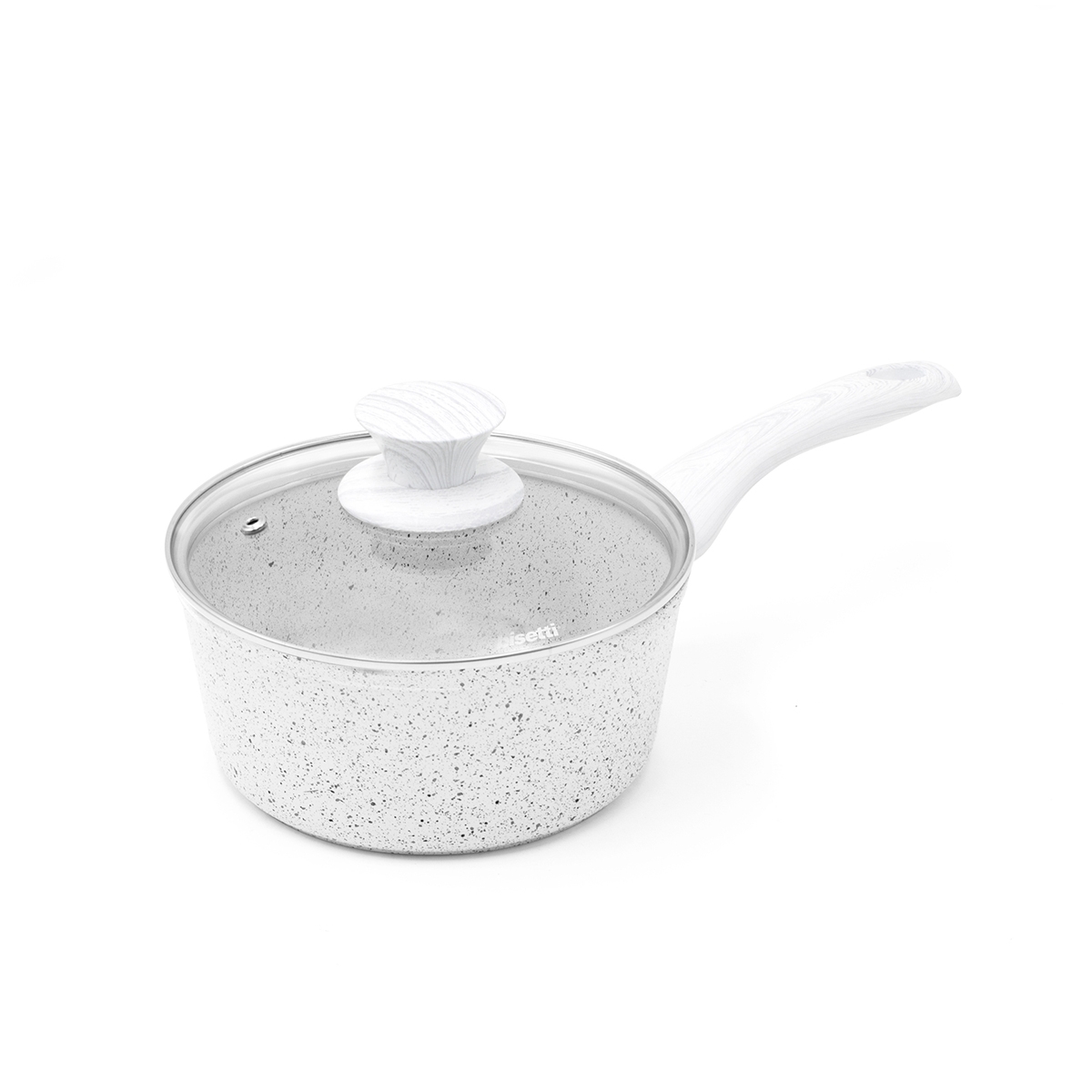 Bisetti Stonewhite Antihaft-Kasserolle 18 cm mit weißem Holzgriff Aktion