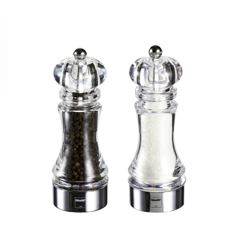 Durchsichtige Salz- und Pfeffermühle für Tisch und Küche 17,5 cm Bisetti Stonewhite Aktion