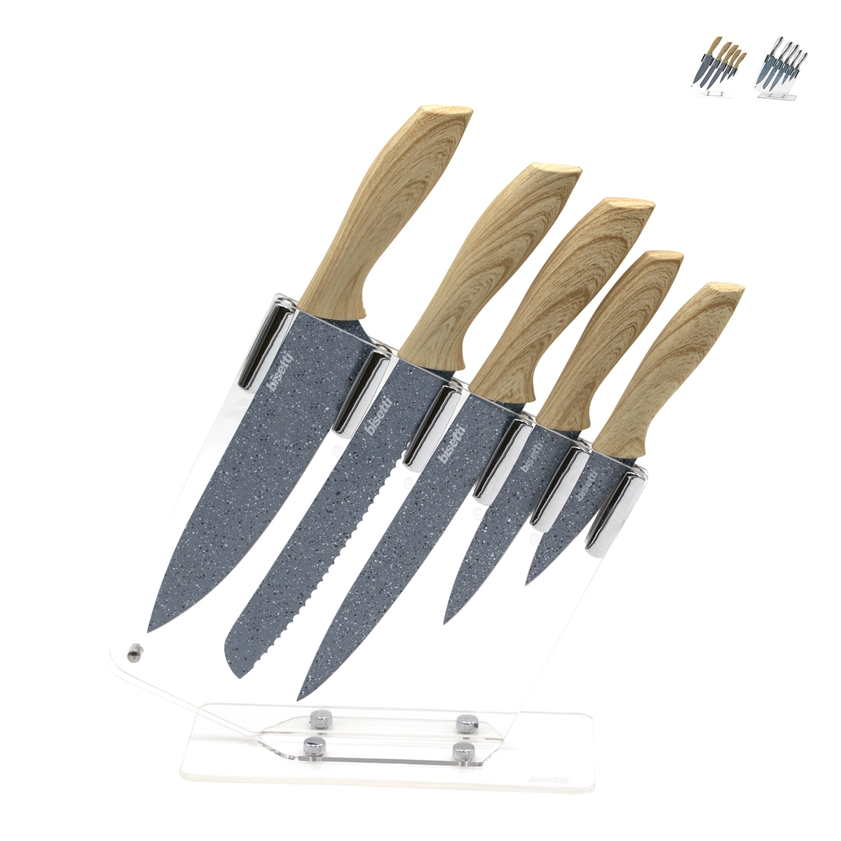 5-teiliges Edelstahl-Messerset mit transparentem Messerblock Pierre Gourmet Aktion 5-teiliges Edelstahl-Messerset mit transparentem Messerblock Pierre Gourmet Aktion