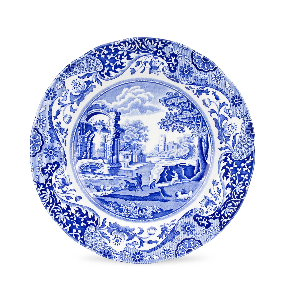 Set mit 4 flachen Tellern aus Terrakotta im englischen Stil 27x27x2cm Blue Italian Aktion Set mit 4 flachen Tellern aus Terrakotta im englischen Stil 27x27x2cm Blue Italian Aktion