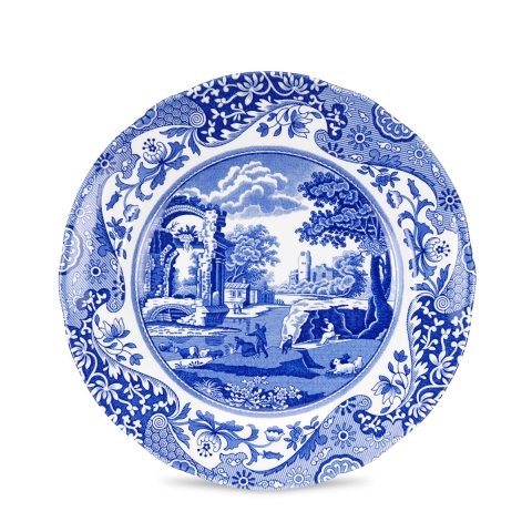 Set 4 kleine Teller aus Terrakotta im englischen Stil 19x19x2 cm Blue Italian Aktion