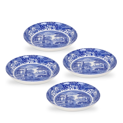Set aus 4 tiefen Tellern im englischen Stil, Terrakotta, 23x23x2cm, Blue Italian Aktion