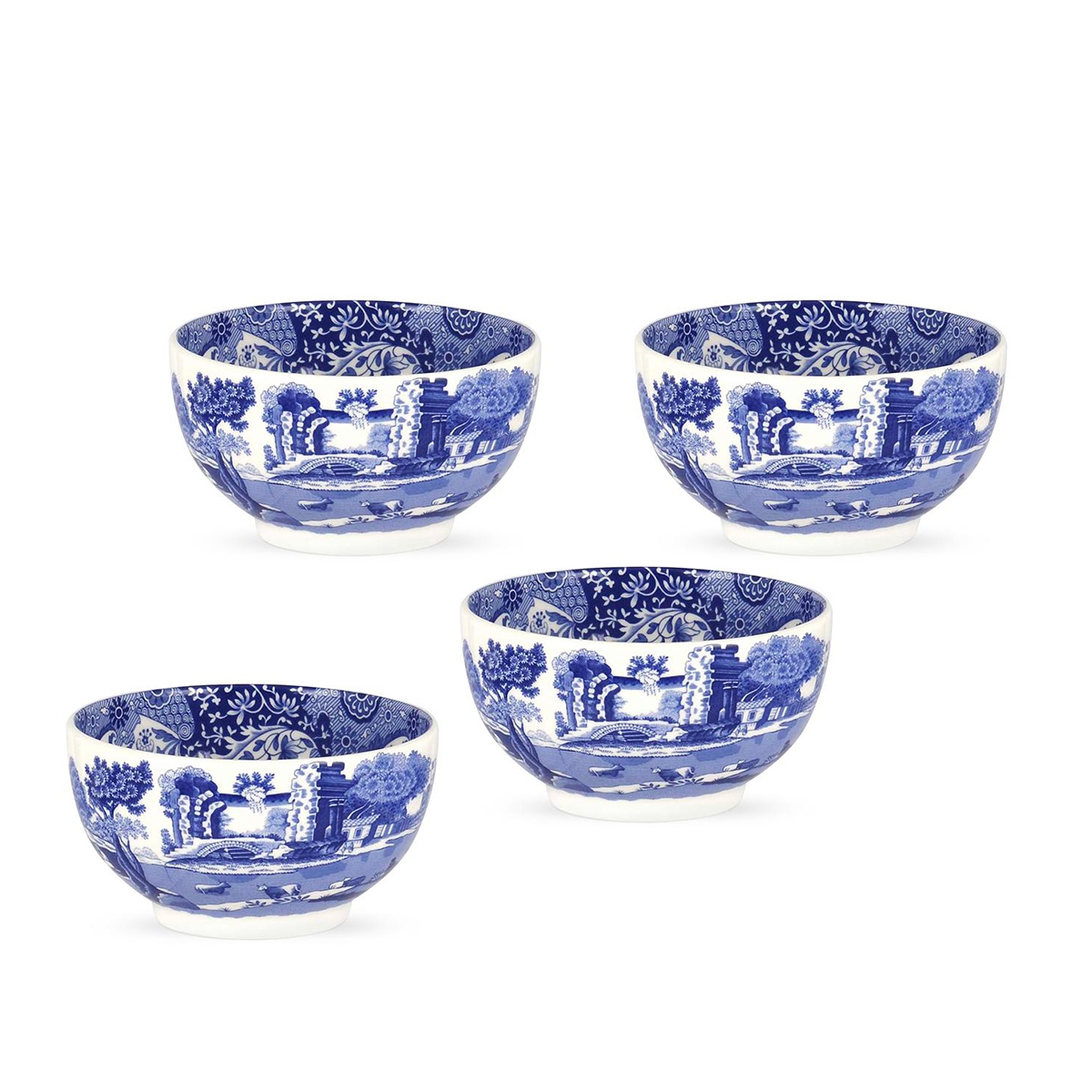 Set aus 4 Terracotta-Schalen im englischen Stil, Blue Italian Design Aktion
