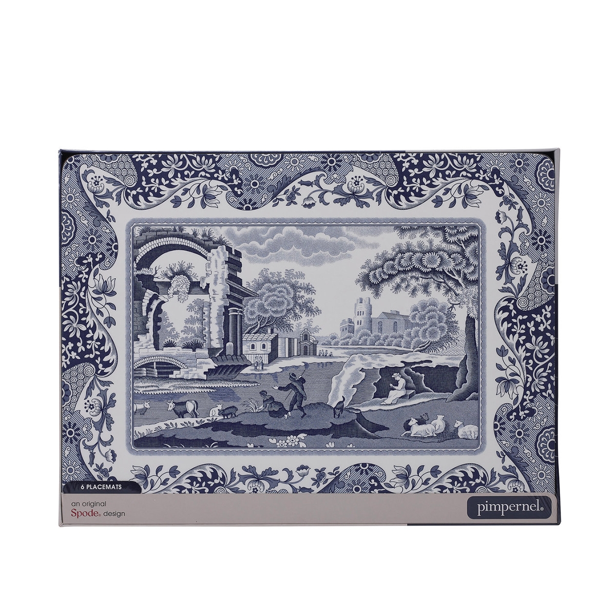 Blauer italienischer Satz aus 6 starren Tischunterlagen im englischen Stil 30,5x23cm Aktion Blauer italienischer Satz aus 6 starren Tischunterlagen im englischen Stil 30,5x23cm Aktion