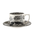 Teetasse mit Untertasse aus Porzellan im englischen Stil Black Italian Aktion