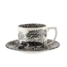 Teetasse mit Untertasse aus Porzellan im englischen Stil Black Italian Aktion