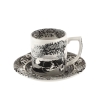 Kaffeetasse mit dekoriertem Unterteller im englischen Stil Black Italian Aktion