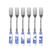 Set aus 6 Dessertgabeln aus Edelstahl und Keramik im englischen Stil Blue Italian Aktion