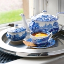 Zuckerdose mit Deckel aus dekorierter Terrakotta im englischen Stil Blue Italian Angebot