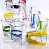 Set mit 6 Wassergläsern aus Glas, farbig gestreift, 10cm Eolo Lagerbestand